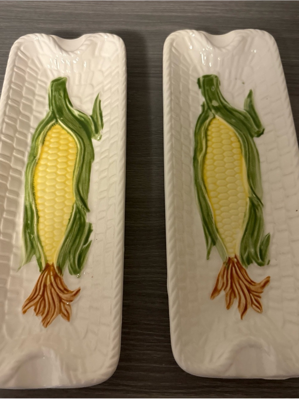 Set of two vintage ceramic corn on the cob holders